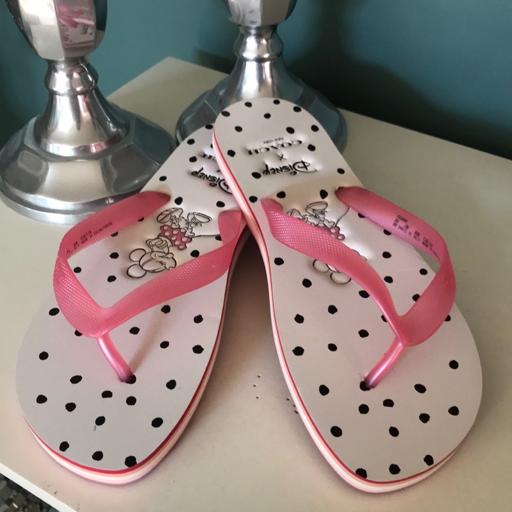 Authentic COACH Disney Coach New York Minnie Flip Flops. NWOT